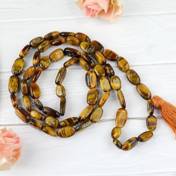 Natural Crystal Stone Oval Beads Mala for Unisex
