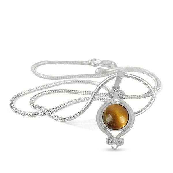 Natural Crystal Stone Designer Round Shape Pendant - Locket mm with Metal Chain