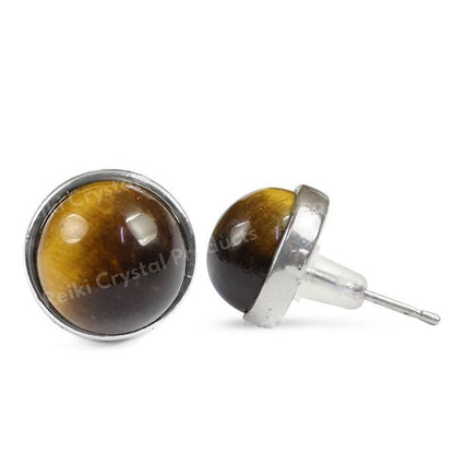 Natural Crystal Stone Round Earrings Tpos / Studs