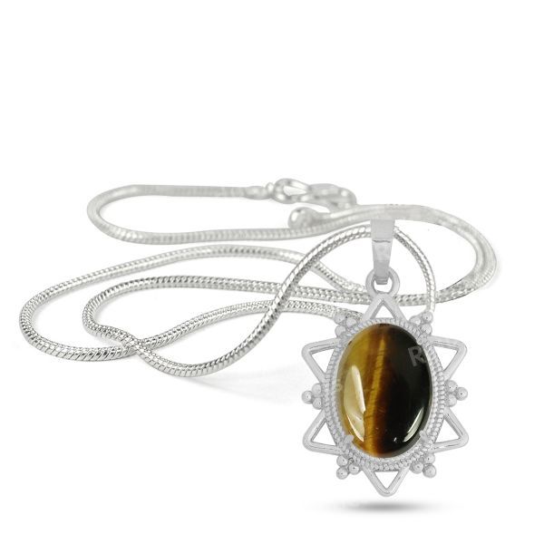 Natural Crystal Stone Oval Star Shape Pendant - Locket with Metal Chain