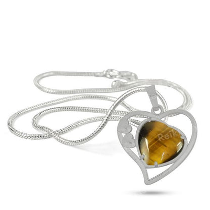 Natural Crystal Stone Heart Shape Metal Pendant - Locket with Metal Chain