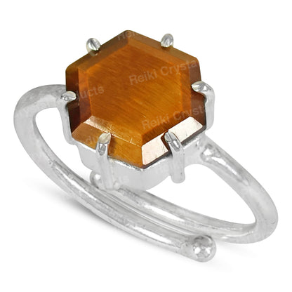 Natural Gemstone Adjustable Ring for Unisex