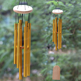 Fengshui Wind Chime Hanging for Window Balcony Decor Home Endurance Door Decoration Golden 6 Rods 88.9 cm (35 inch)
