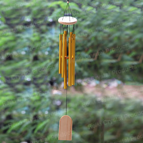 Fengshui Wind Chime Hanging for Window Balcony Decor Home Endurance Door Decoration Golden 6 Rods 88.9 cm (35 inch)