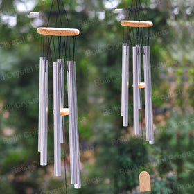 Fengshui Wind Chime Hanging for Window Balcony Decor Home Endurance Door Decoration Silver 6 Rods 88.9 cm (35 inch)