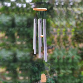 Fengshui Wind Chime Hanging for Window Balcony Decor Home Endurance Door Decoration Silver 6 Rods 88.9 cm (35 inch)