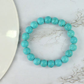 Turquoise Synthetic 10mm Round Bead Bracelet