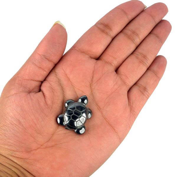 Hematite Crystal Stone Tortoise Pendant