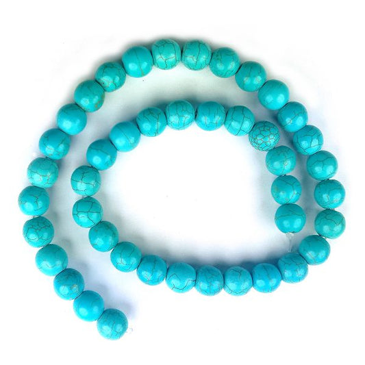 Turquoise Synthetic 10 mm Round Loose Beads 35-40 pcs for Making Bracelet Mala Necklaces