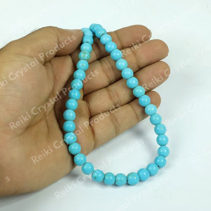 Turquoise Synthetic 8 mm Round Loose Beads 45-50 pcs for Making Bracelet Mala Necklaces