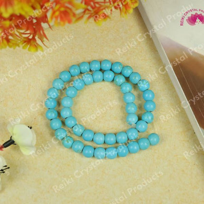 Turquoise Synthetic 8 mm Round Loose Beads 45-50 pcs for Making Bracelet Mala Necklaces