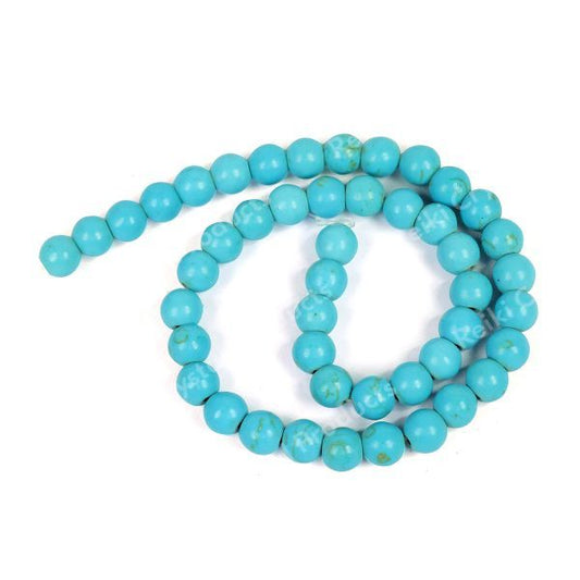 Turquoise Synthetic 8 mm Round Loose Beads 45-50 pcs for Making Bracelet Mala Necklaces