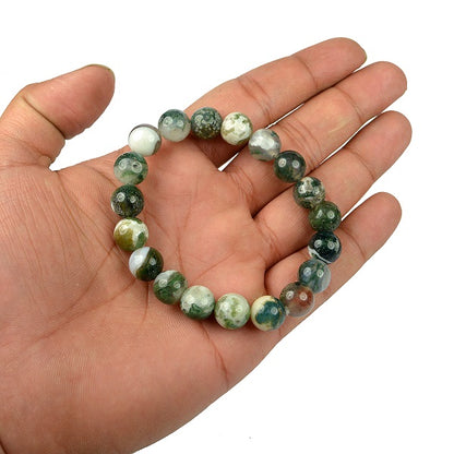 Moss Agate Crystal Bracelet for Growth and Healing