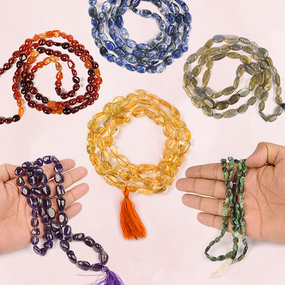 Natural Crystal Stone Tumble Beads Mala for Unisex