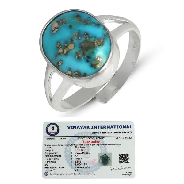 Natural Certified Original Gemstone Adjustable Silver Ring for Unisex