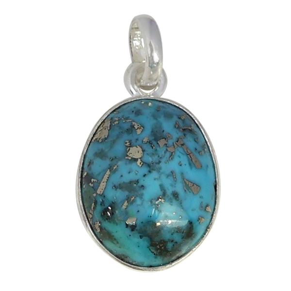 Certified Firoza Turquoise Gemstone Pendant Original Silver 92.5 Pendant 6 CT