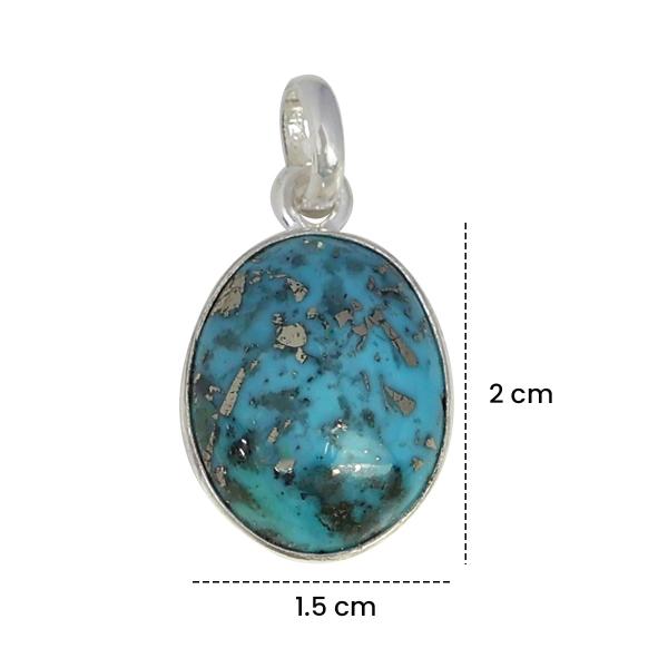 Certified Firoza Turquoise Gemstone Pendant Original Silver 92.5 Pendant 6 CT