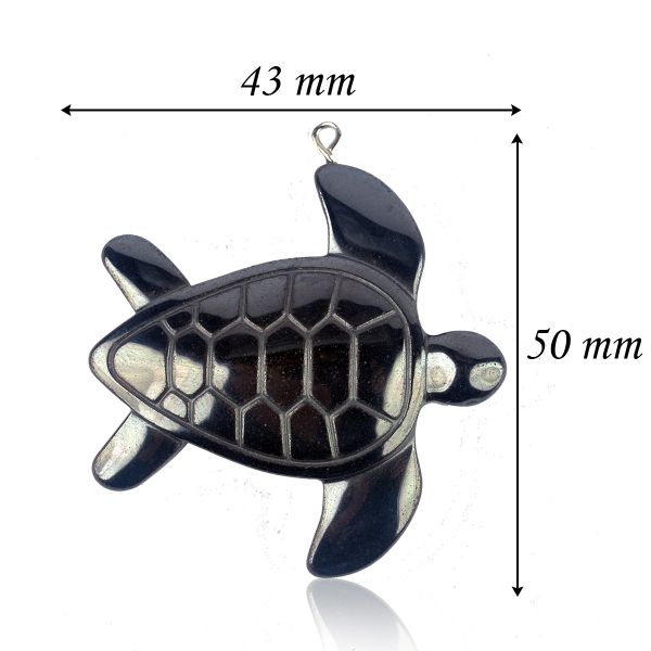 Hematite Crystal Stone Turtle Pendant