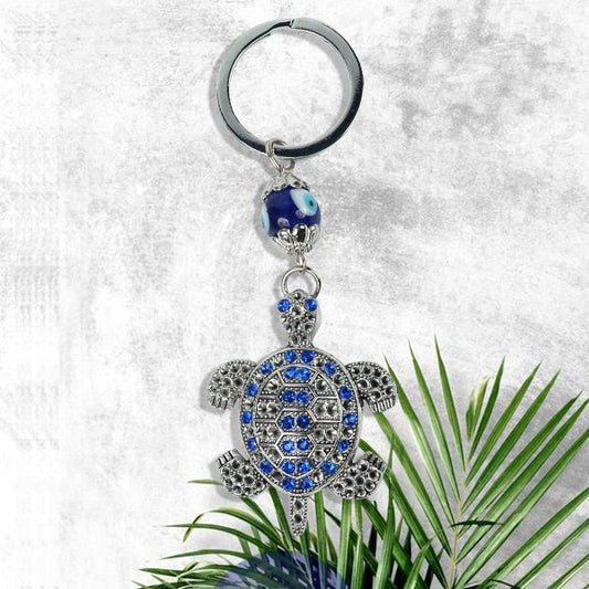 Evil Eye Tortoise Keychain for Keys Car Bike