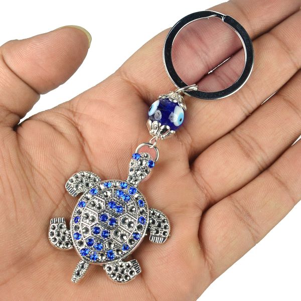 Evil Eye Tortoise Keychain for Keys Car Bike
