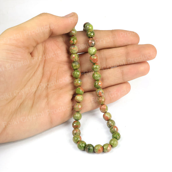 Unakite 8 mm Faceted Loose Beads 45-50 pcs for Making Bracelet Mala Necklaces
