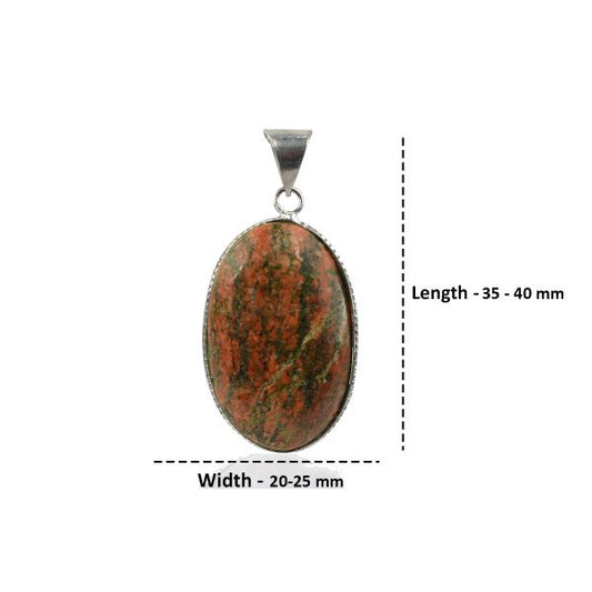 Unakite Oval Shape Pendant with Chain
