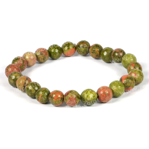 Unakite 8 mm Faceted Beads Bracelet