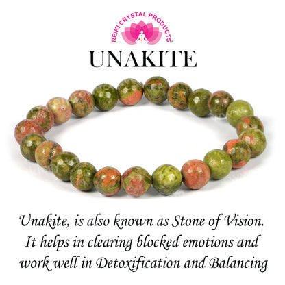Unakite 8 mm Faceted Beads Bracelet