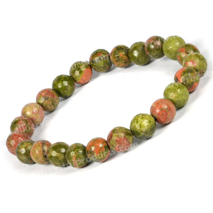 Unakite 8 mm Faceted Beads Bracelet
