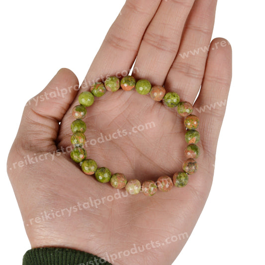 Unakite 8 mm Faceted Beads Bracelet