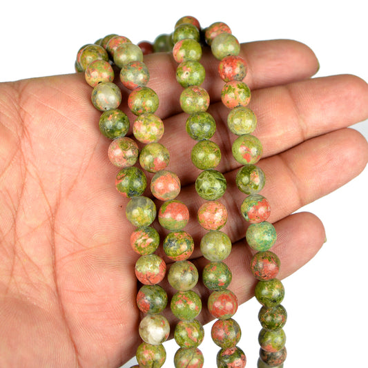 Unakite 8 mm Round Loose Beads 45-50 pcs for Making Bracelet Mala Necklaces