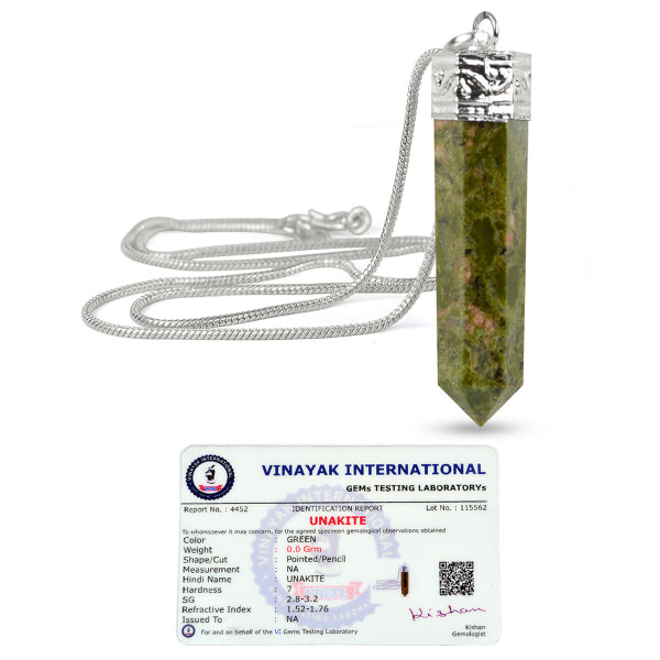 Certified AAA Natural Crystal Stone Pencil Shape Pendant - Locket with Metal Chain