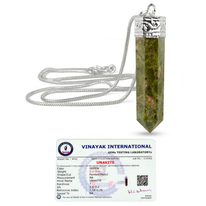 Certified AAA Natural Crystal Stone Pencil Shape Pendant - Locket with Metal Chain