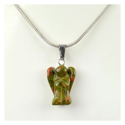 Natural Crystal Stone Angel Shape Pendant Size 20-25 mm with Metal Chain