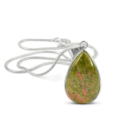 AAA Natural Crystal Stone Drop Shape Pendant - Locket with Metal Chain