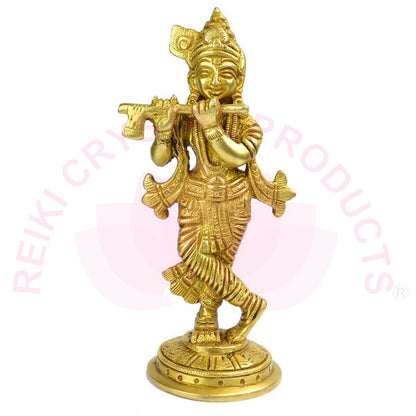 Standing Brass Lord Krishna Idol Statue