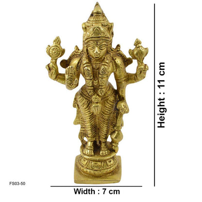 Brass Vishnu Statue for Vastu Remedy | 270–300 Gram Solid Brass Lord Vishnu Idol for Protection, Harmony & Positive Energy | Decorative Brass Vishnu Murti for Home, Office & Pooja Room