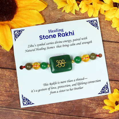 Natural Crystal Healing Stone Band, Citrine, Pyrite with Green Aventurine Jade Zibu Coin Band for Wealth