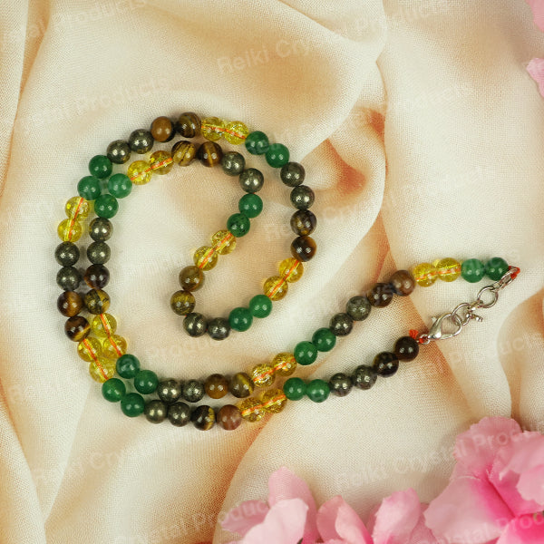 Natural Crystal Stone 6 mm Round Bead Necklace Mala for Girls & Women