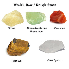 Wealth Raw Rough Crystal Stone Kit for Abundance, Prosperity & Positive Energy | Reiki Energized Natural Crystal Collection