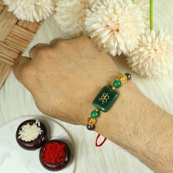 Natural Crystal Healing Stone Band, Citrine, Pyrite with Green Aventurine Jade Zibu Coin Band for Wealth