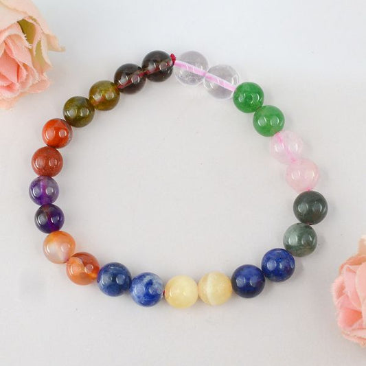 12 Chakra 8 mm Round Bead Bracelet