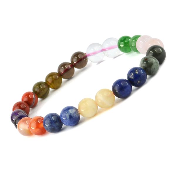 12 Chakra 8 mm Round Bead Bracelet