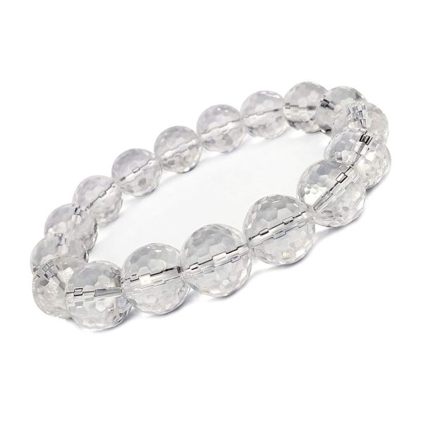 Natural Crystal Stone 12 mm Faceted Beads Bracelet