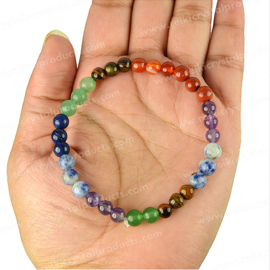 7 Chakra 6 mm Round Bead Bracelet