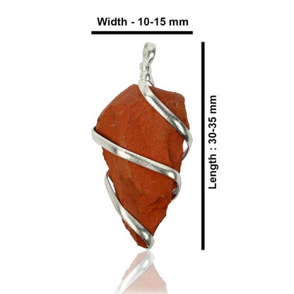 Natural Red Jasper Natural Wire Wrapped Pendant - Locket with Metal Chain