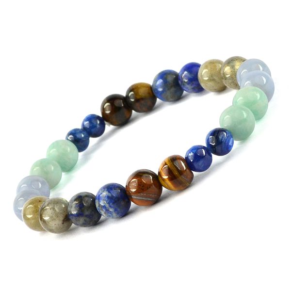 Multicolored beaded bracelet on a white background