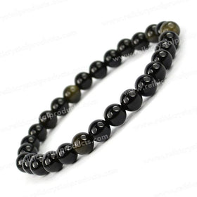 Black Obsidian Crystal Bracelet | Natural Healing Gemstone Bracelet for Protection & Grounding