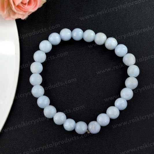 Angelite 8 mm Round Bead Bracelet