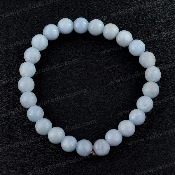 Angelite 8 mm Round Bead Bracelet